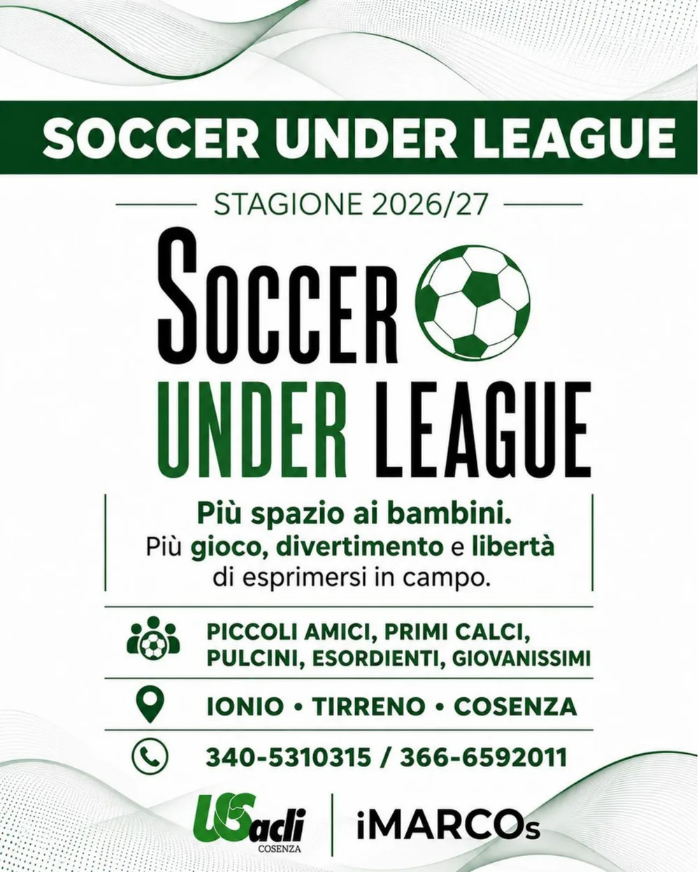 Copertina del depliant Soccer Under League 2026/27
